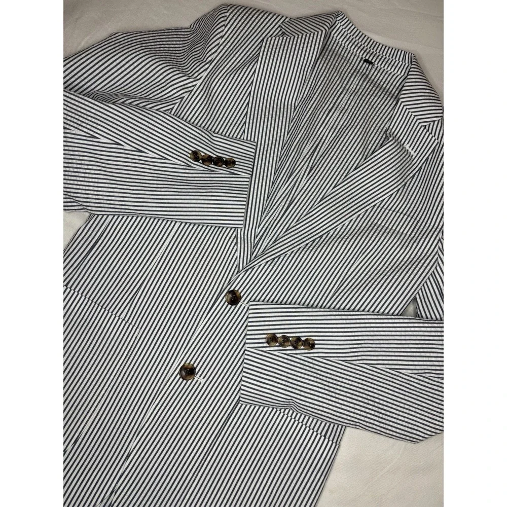 J.Crew Thompson Blue & White Striped Seersucker Blazer Men's 34R NWT $398 Decon